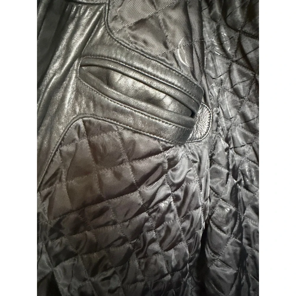 Sean John Mens Black Leather Jacket XL Quilted Lined Full Zip Coat Urban Street